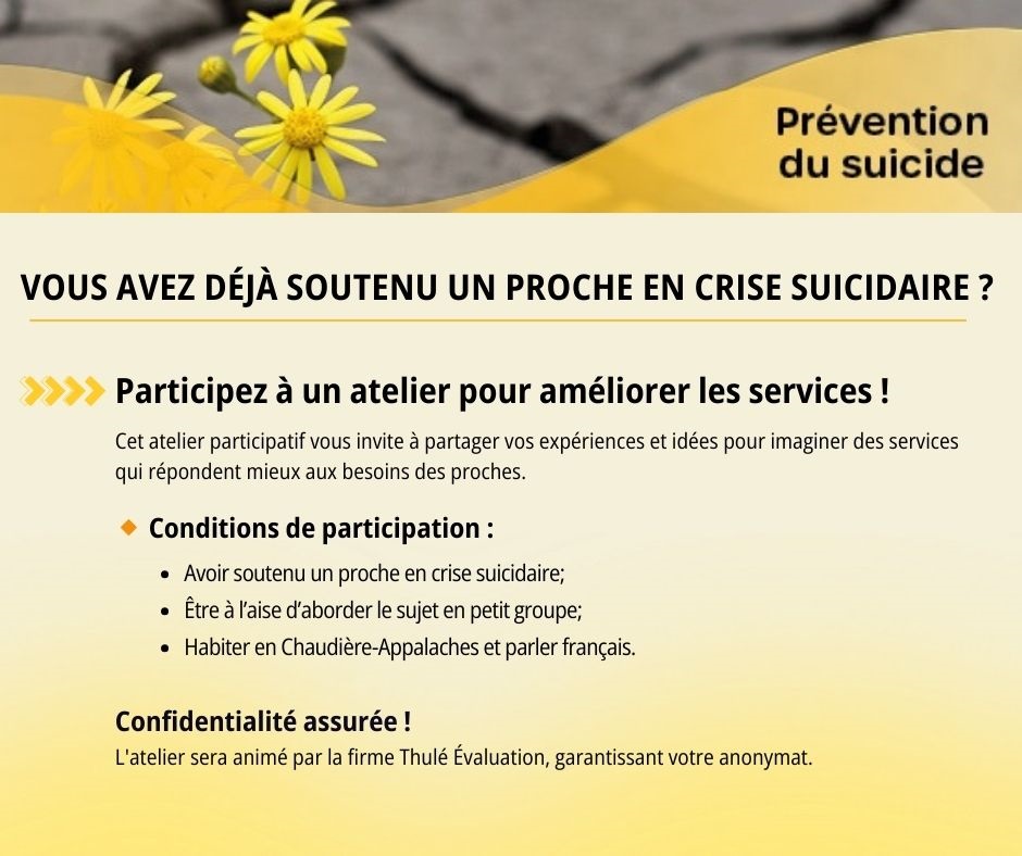 Affiche pour atelier prévention du suicide.