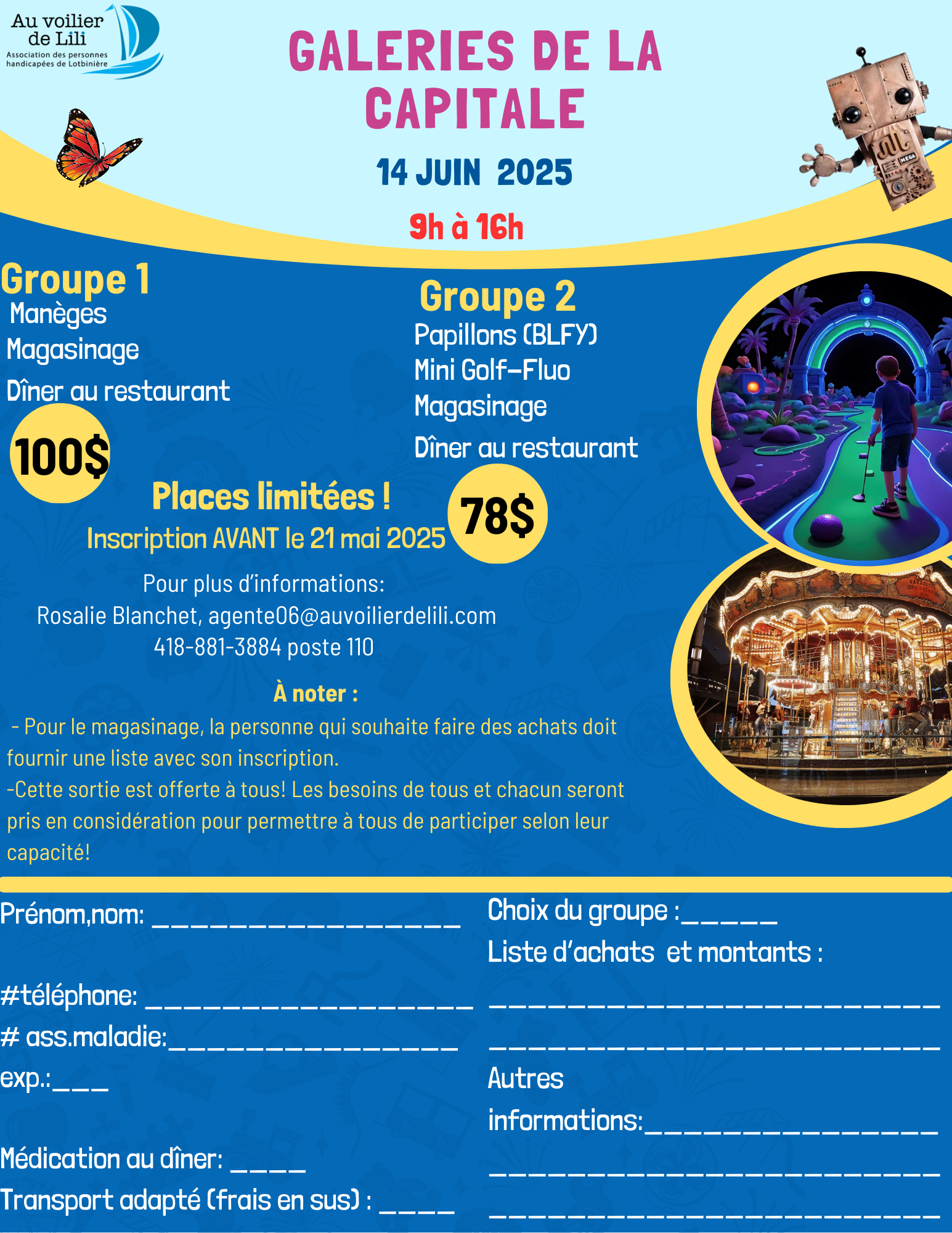 Sortie aux Galeries de la Capitale le 14 juin.