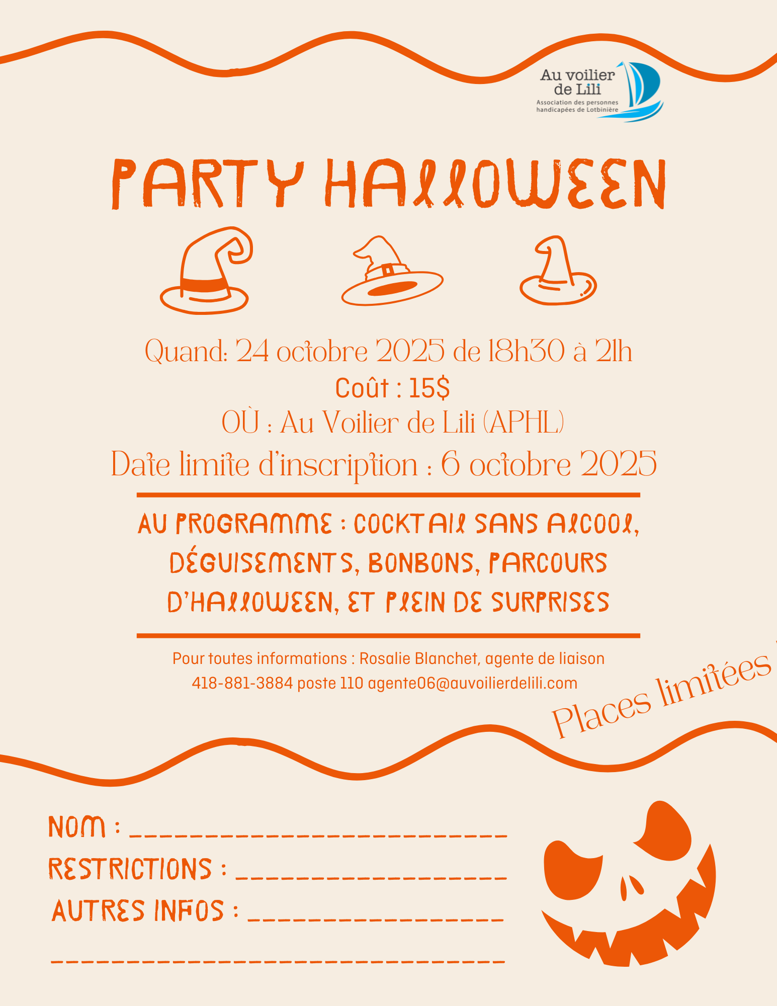 Affiche fête Halloween Voilier de Lili 2025.